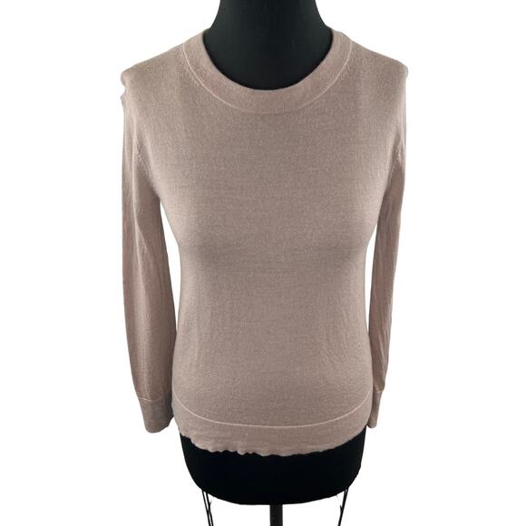 CLUB MONACO Wool Sweater Beige Long Sleeve Crewneck Knit Pullover Size XS - Picture 1 of 11